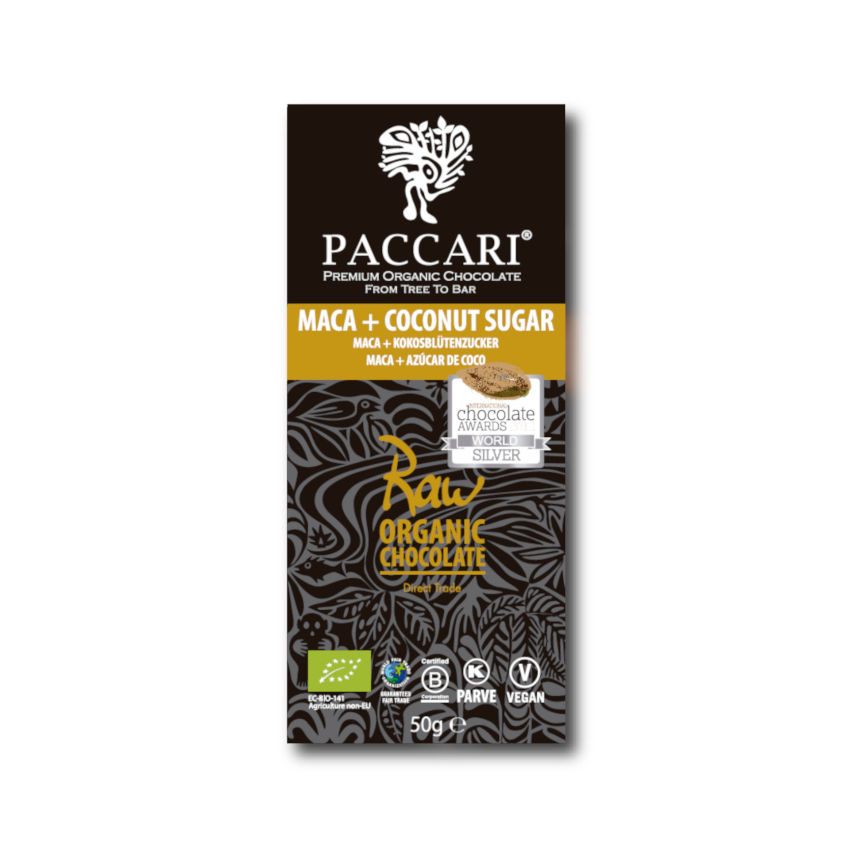 Paccari RAW 70 mit MACA Rohe Bio Schokolade