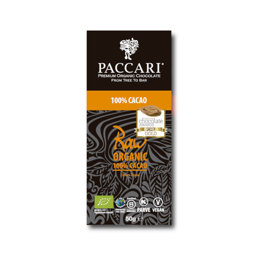 Paccari RAW 100 Tafel Rohe Bio Schokolade