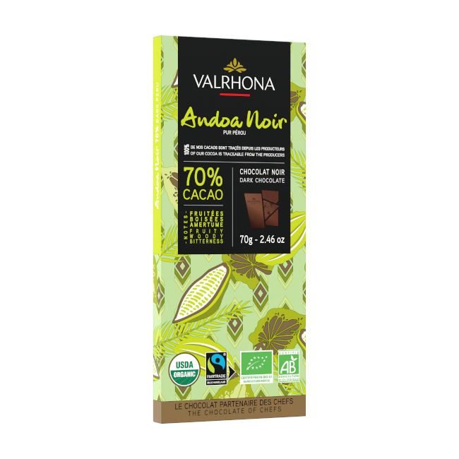 Andoa Dunkel 70% Schokolade Tafel Bio & Fair von Valrhona