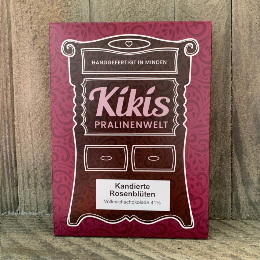 Kiki's Vollmilch Schokolade mit kandierter Rosenblüte