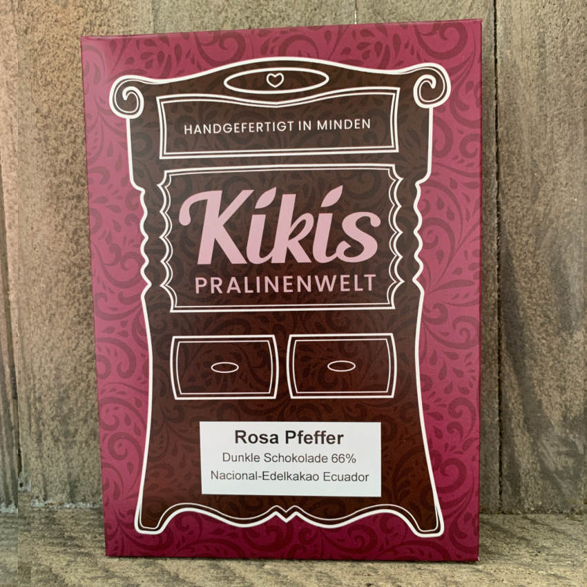 Kiki's Edelbitter Schokolade mit Rosa Pfeffer