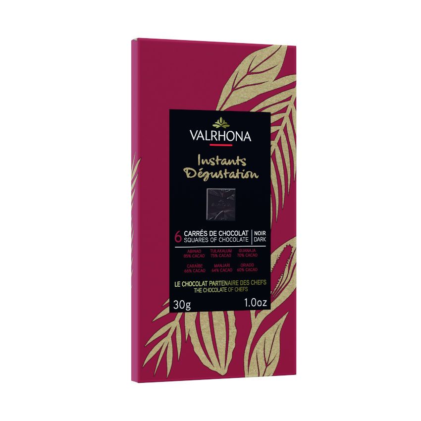 Instants Degustation - Probierbox mit 6 Carres von 6 Grands Crus Schokoladen von Valrhona