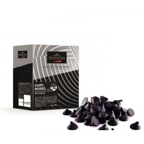 Backfeste dunkle Schokoladentropfen - Chips Noires 60% von Valrhona