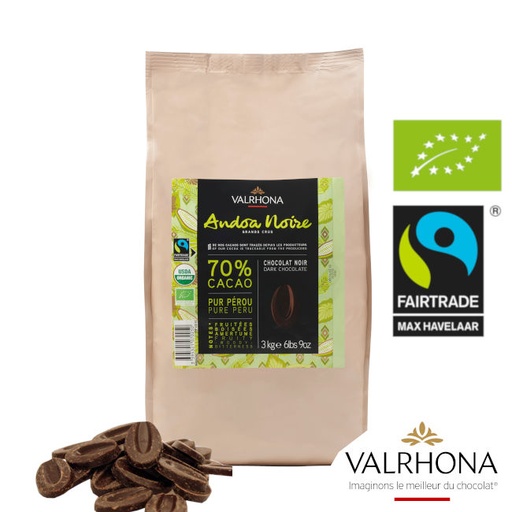 [valrhona-andoa-noire] Andoa Noire 70% Faire Bio Kuvertüre von Valrhona