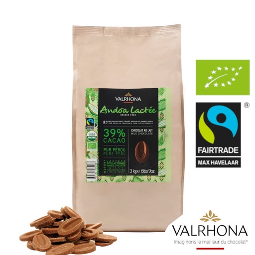 [valrhona-andoa-lactee] Andoa Lactee 39% Faire Bio Milchkuvertüre von Valrhona