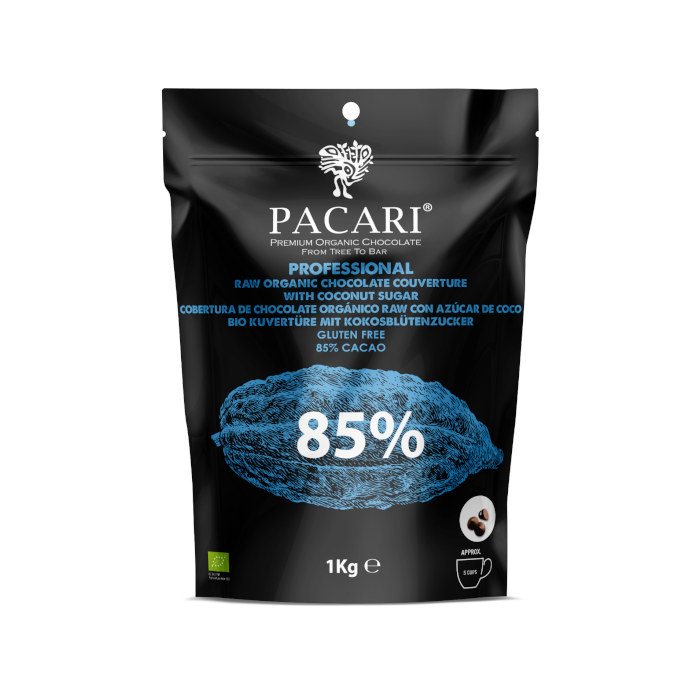 1kg Bio Roh-Kuvertüre 85% & Kokoszucker Paccari