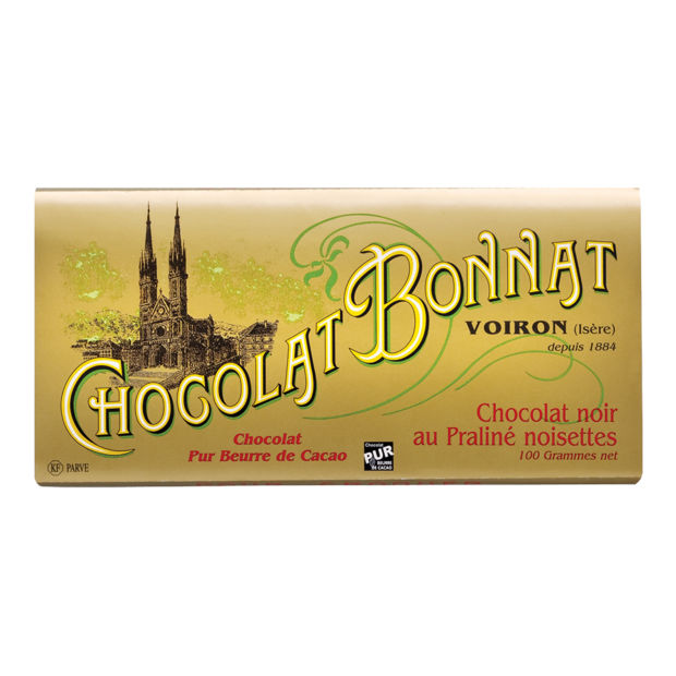 Dunkle Schokolade mit Haselnuss-Praliné von Bonnat 100g Tafel