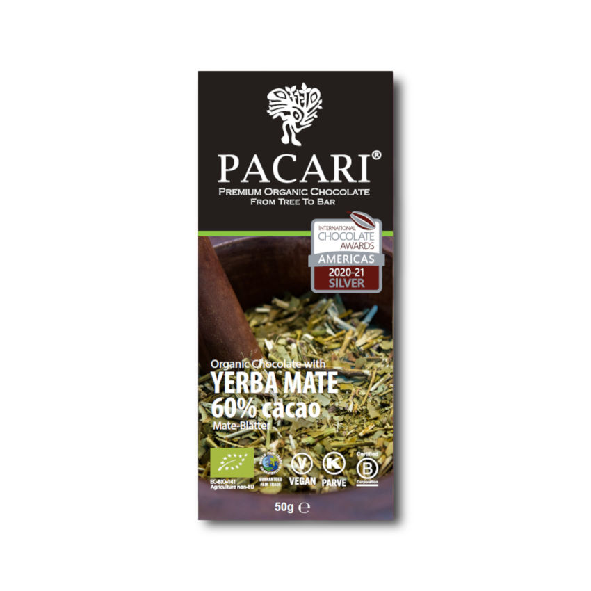 Bio Schokolade Pacari / Paccari mit Mate Tee, 60% Kakao