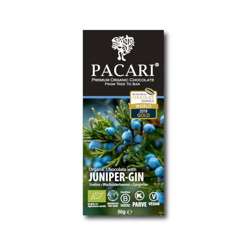 Bio Schokolade Pacari / Paccari mit Wacholder-Gin, 60% Kakao
