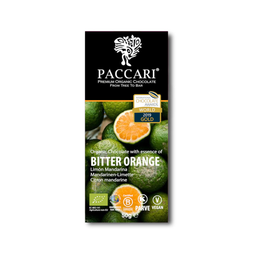 Bio Schokolade Paccari mit Bitter Orange, 60% Kakao