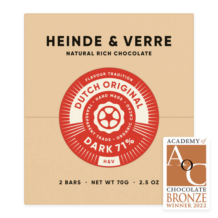 Dutch Original Dark 71% - Dunkle Schokolade 70g von Heinde & Verre