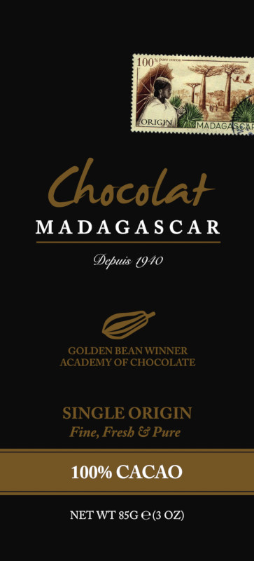Dunkle 100% Golden Bean Winner - Chocolat Madagascar 85g Tafel