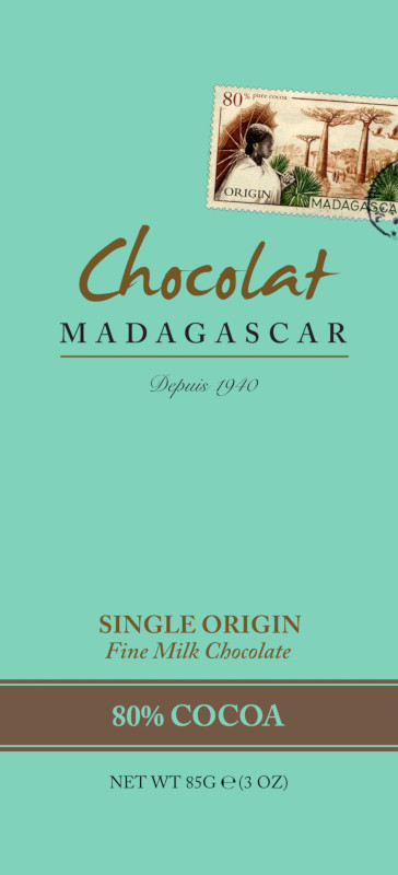 Dunkle Milchschokolade 80% Kakao - Chocolat Madagascar 85g Tafel
