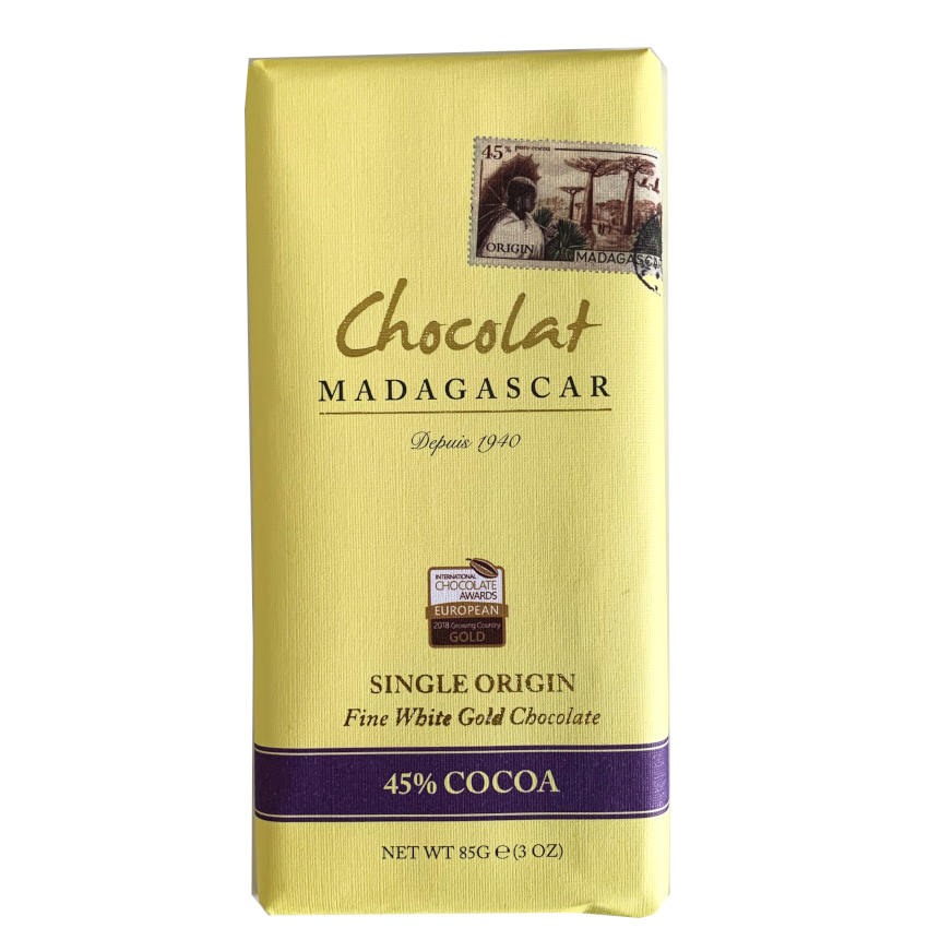 Weiße Schokolade White Gold 45% - Chocolat Madagascar 85g Tafel