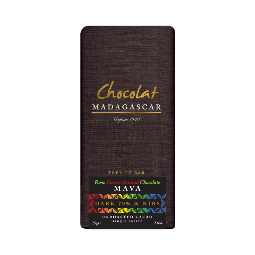 RAW 70% Schokolade mit Kakaonibs - Plantage Mava - Chocolat Madagascar