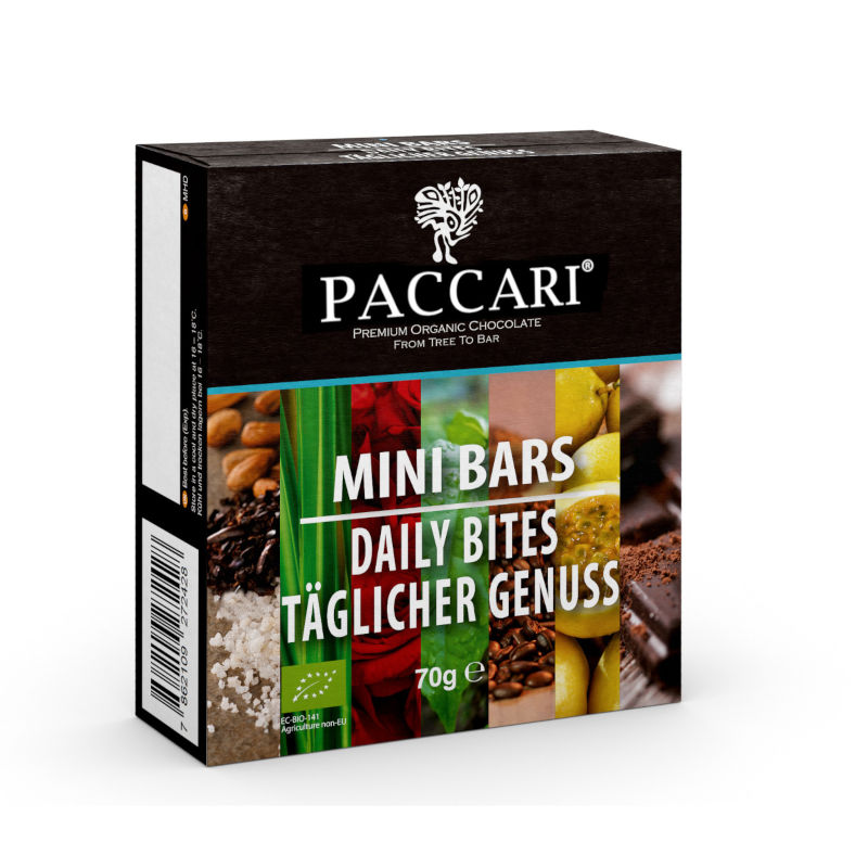 Täglicher Genuss - Bio Mini Bars - Probierbox Paccari 7 x 10g Täfelchen