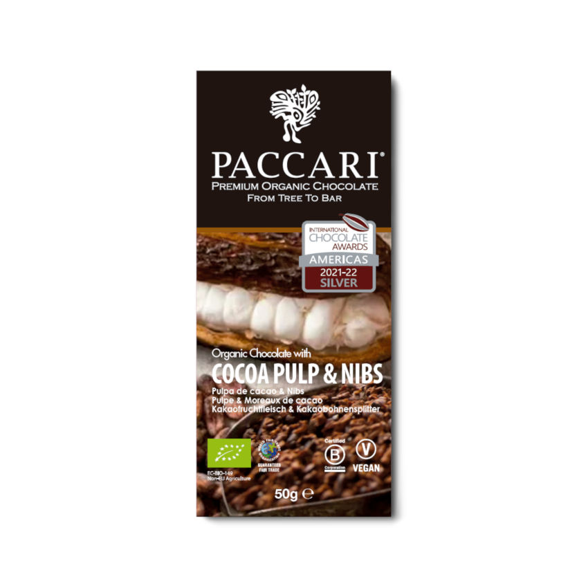 Bio Schokolade Paccari mit Kakao Pulpe & Nibs, 60% Kakao