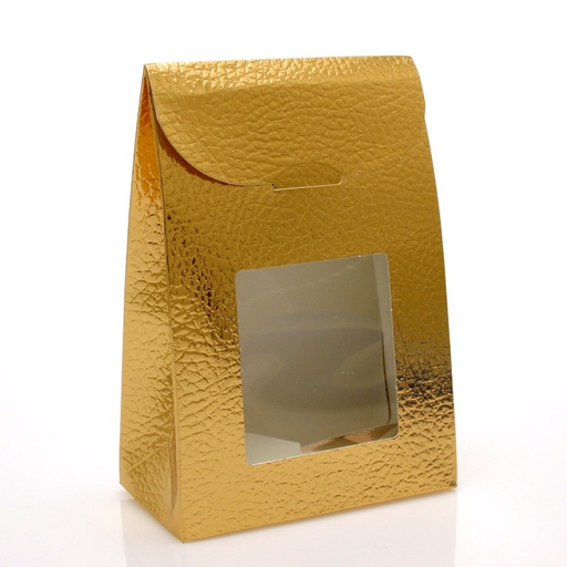 [120604] Goldtasche mit Fenster (leer) 10er Packung