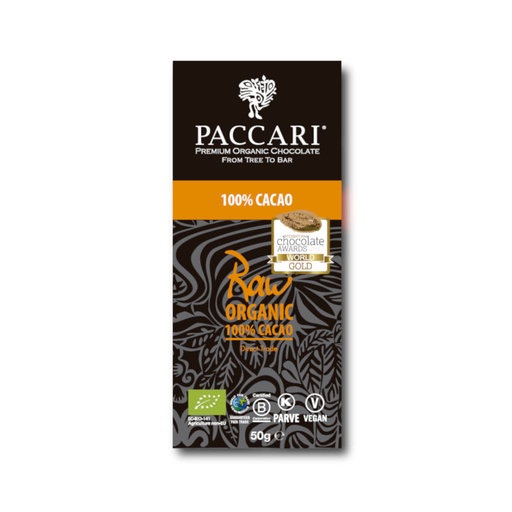 [130797] Paccari RAW 100 Tafel Rohe Bio Schokolade