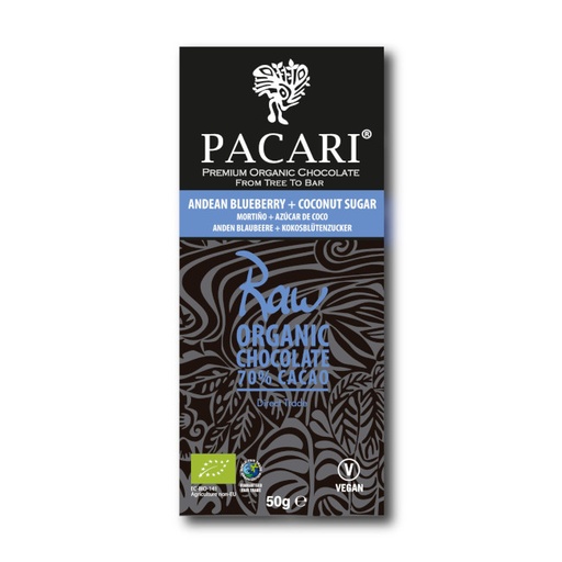[161219] Pacari / Paccari Bio RAW Schokolade mit Anden-Blaubeere 50g Tafel