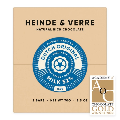 [170156] Dutch Original Milk 52% - Milchschokolade 70g von Heinde & Verre